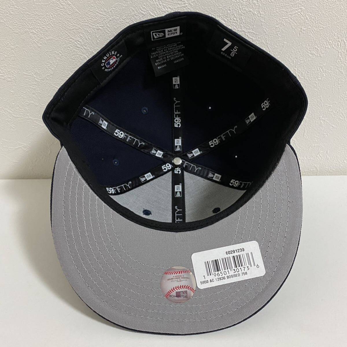 新品New Era ツバ裏グレー Boston Red Sox Navy Throwback Authentic Cap Grey Undervisor 7 5/8 60.6 ニューエラ キャップ レッドソックス_画像8