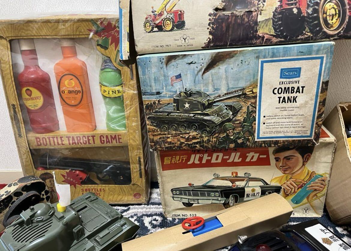 当時物 大量 ブリキ 箱付き まとめて 戦車 パトカー おもちゃ 玩具 乗り物 自動車 日本製 当時物 昭和レトロ ビンテージ ヨネザワ プルートの画像5