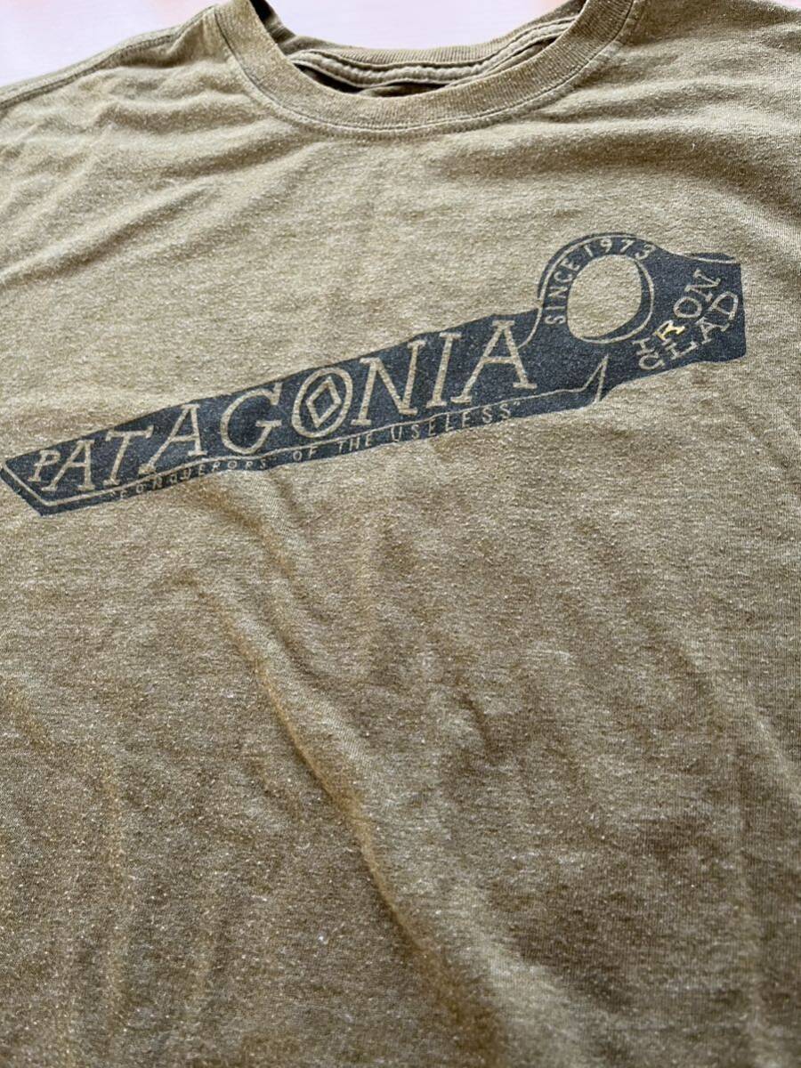 mexico製 patagonia 半袖Tシャツ 染み込みプリント モスグリーン パタゴニア Msizeの画像1