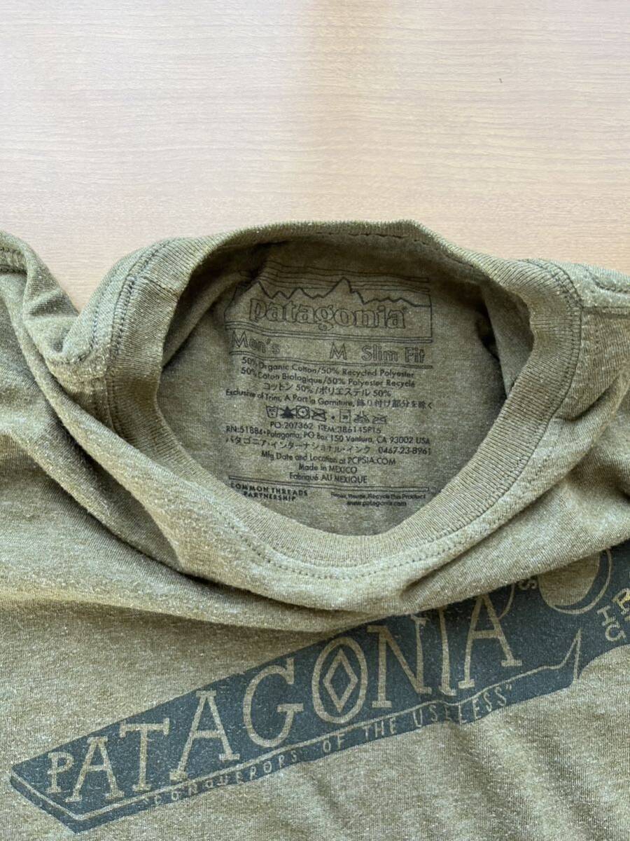 mexico製 patagonia 半袖Tシャツ 染み込みプリント モスグリーン パタゴニア Msizeの画像2