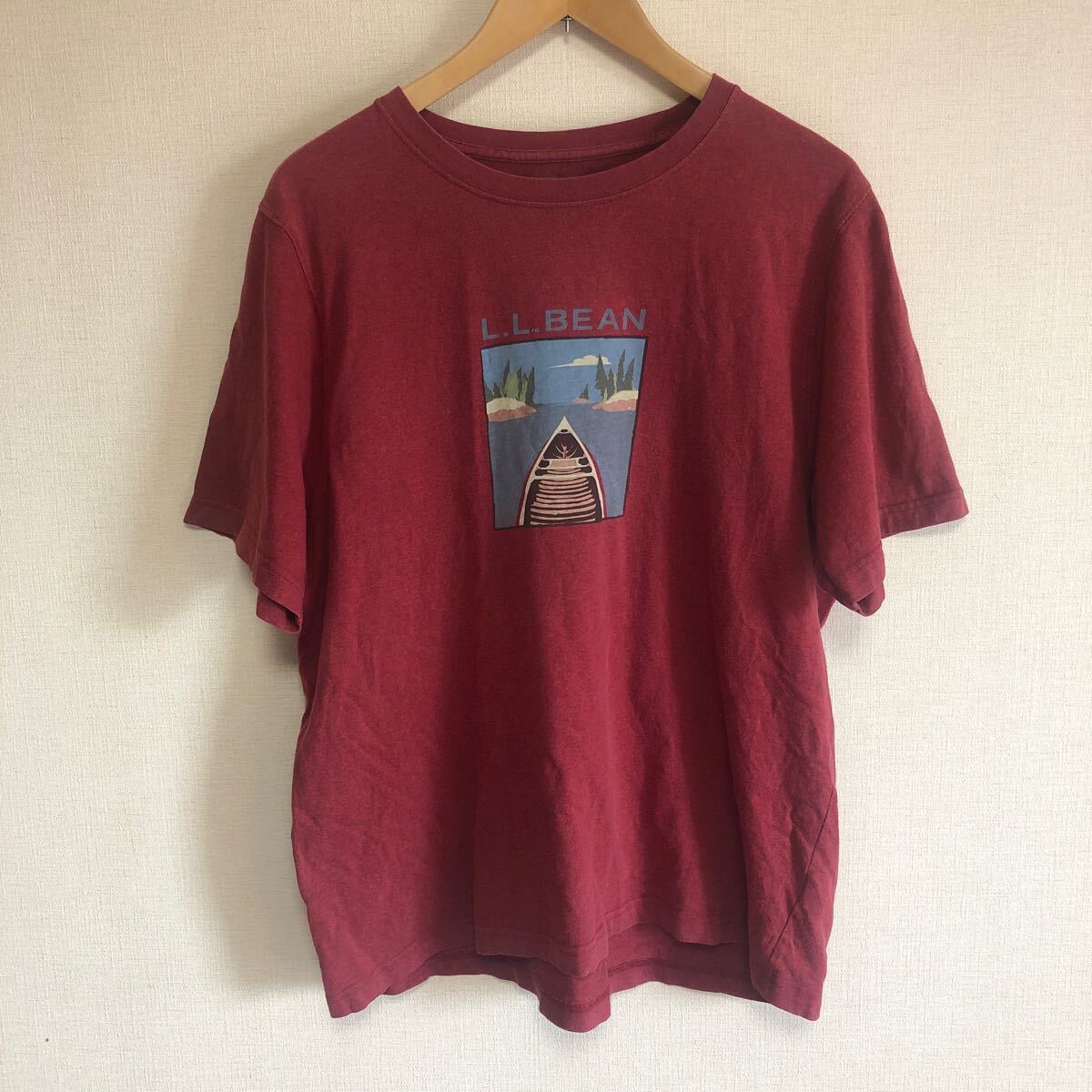 L.L.Bean エルエルビーン ロゴ Tシャツ えんじ系 アウトドア アメカジ サイズXLの画像1