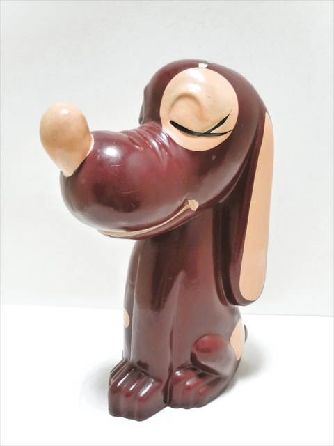 ビンテージ 犬 貯金箱 コインバンク 日本製 高さ17.4cm 茶色 ディスプレイ インテリア Toys 収納に 飾り 置物_画像1