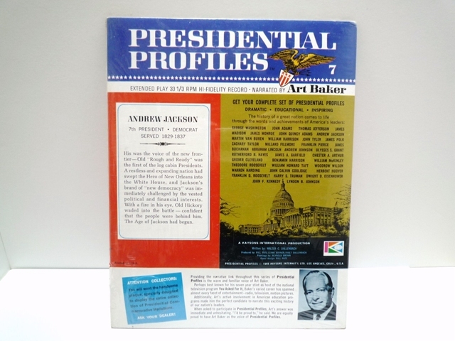 1966年 レコード&コイン 33 1/3 RPM PRESIDENTIAL PROFILES ビンテージ 第7代アメリカ大統領 アンドリュー・ジャクソン デッドストック USA_画像2