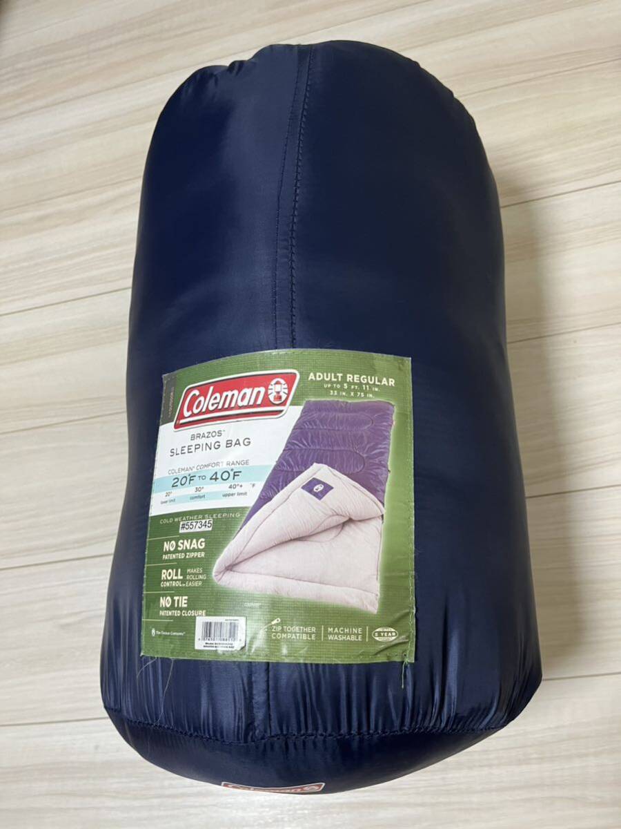 美品 ①Coleman コールマン 寝袋 封筒型 スリーピングバック Brazos Sleeping Bag ブラゾス シュラフ キャンプ 寝具 _画像1