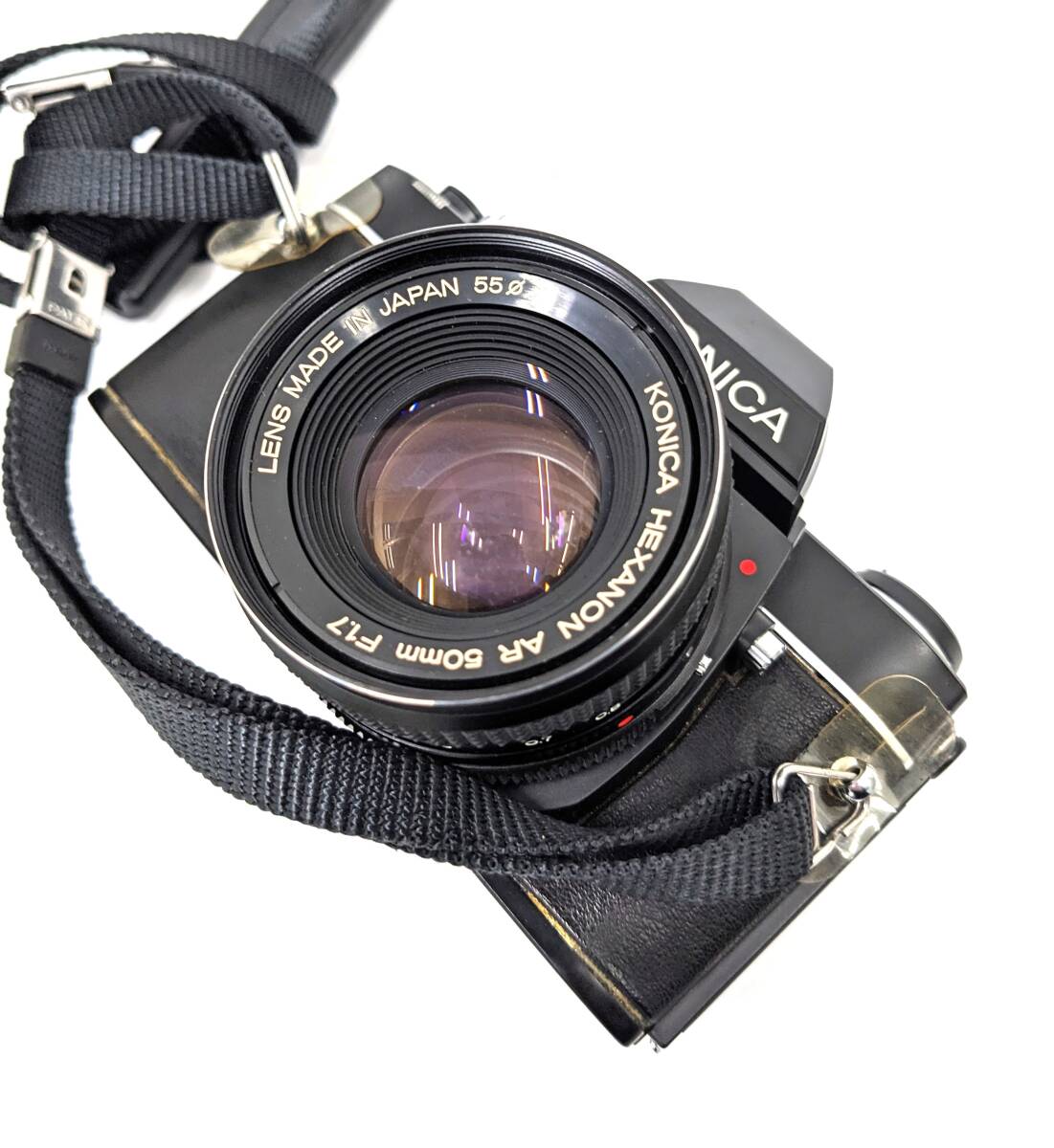 【1048】当時物 カメラ コニカ KONICA ACOM-1 ボディ 美品 シャッターOK 説明書付 箱付 フラッシュ付 ブラック アンティーク品の画像8