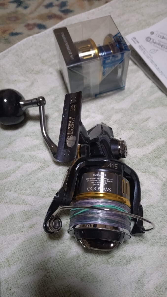 1円スタート シマノ SHIMANO リール　16ツインパワーSW6000H（中古）替えスプール（新品）　ラインPE4号X8より（中古）ヒラマサ　真鯛釣り_画像5