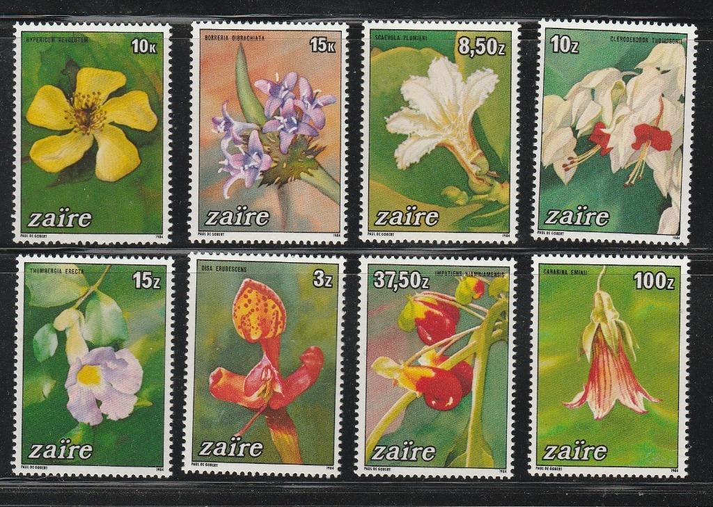 （ザイール）1984年国内の花８種完、スコット評価15.95ドル（海外より発送、説明欄参照）の画像1