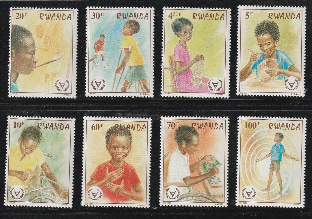 （ルワンダ）1981年世界障害児年8種完、スコット評価7.35ドル（海外より発送、説明欄参照）の画像1