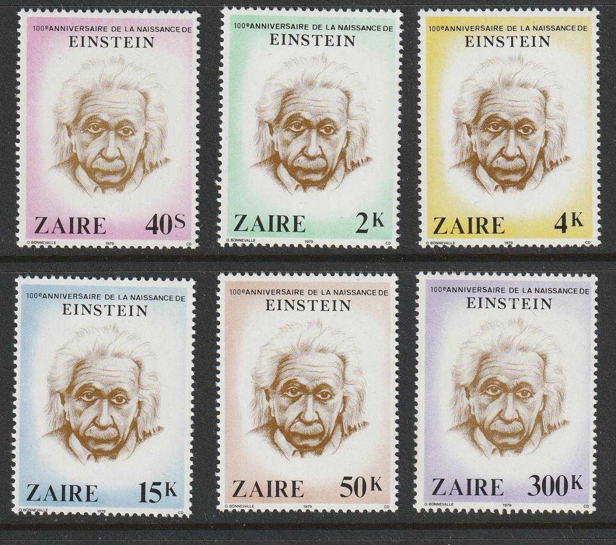 （ザイール）1980年アインシュタイン6種完、スコット評価3ドル（海外より発送、説明欄参照）の画像1