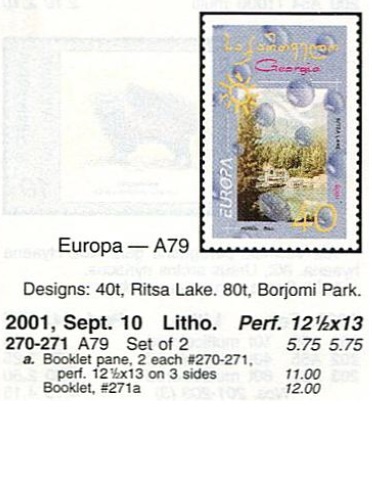 （ジョージア）2001年ヨーロッパ切手2種完、スコット評価5.75ドル（海外より発送、説明欄参照）の画像2