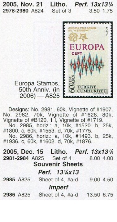 ( Turkey )2005 year Europe stamp small size seat 2 kind, Scott appraisal 22.5 dollar ( abroad .. shipping, explanation field reference )