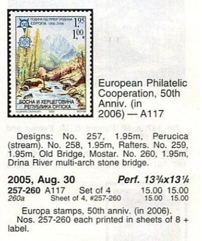 （ボスニア・セルビア）2005年ヨーロッパ無目打ち小型シート、スコット未掲載（海外より発送、説明欄参照）の画像2