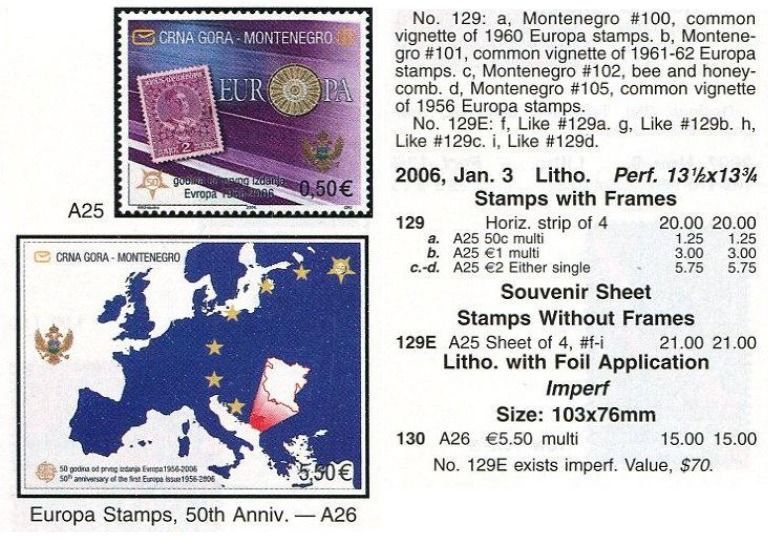 （モンテネグロ）2006年ヨーロッパ小型シート、スコット評価15ドル（海外より発送、説明欄参照）の画像2