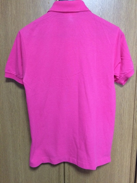 ビンテージ LACOSTE ラコステ 半袖ポロシャツ サイズ３ 濃いピンク単色無地 鹿の子生地 サイドスリットの画像6