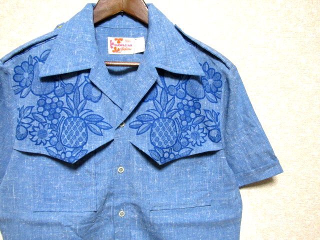 ★レアデザイン★70's Sears HAWAIIAN シアーズ カスリ柄 半袖 アロハシャツ L★ハワイアン 開襟 オープンカラー ビンテージ OLD 希少_画像3