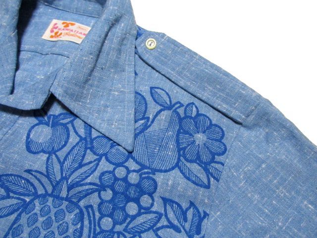 ★レアデザイン★70's Sears HAWAIIAN シアーズ カスリ柄 半袖 アロハシャツ L★ハワイアン 開襟 オープンカラー ビンテージ OLD 希少_画像6