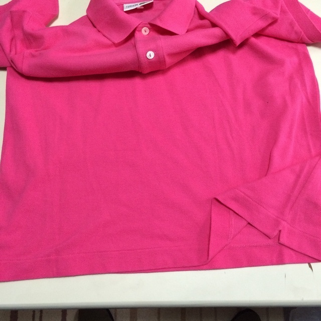 ビンテージ LACOSTE ラコステ 半袖ポロシャツ サイズ３ 濃いピンク単色無地 鹿の子生地 サイドスリットの画像7