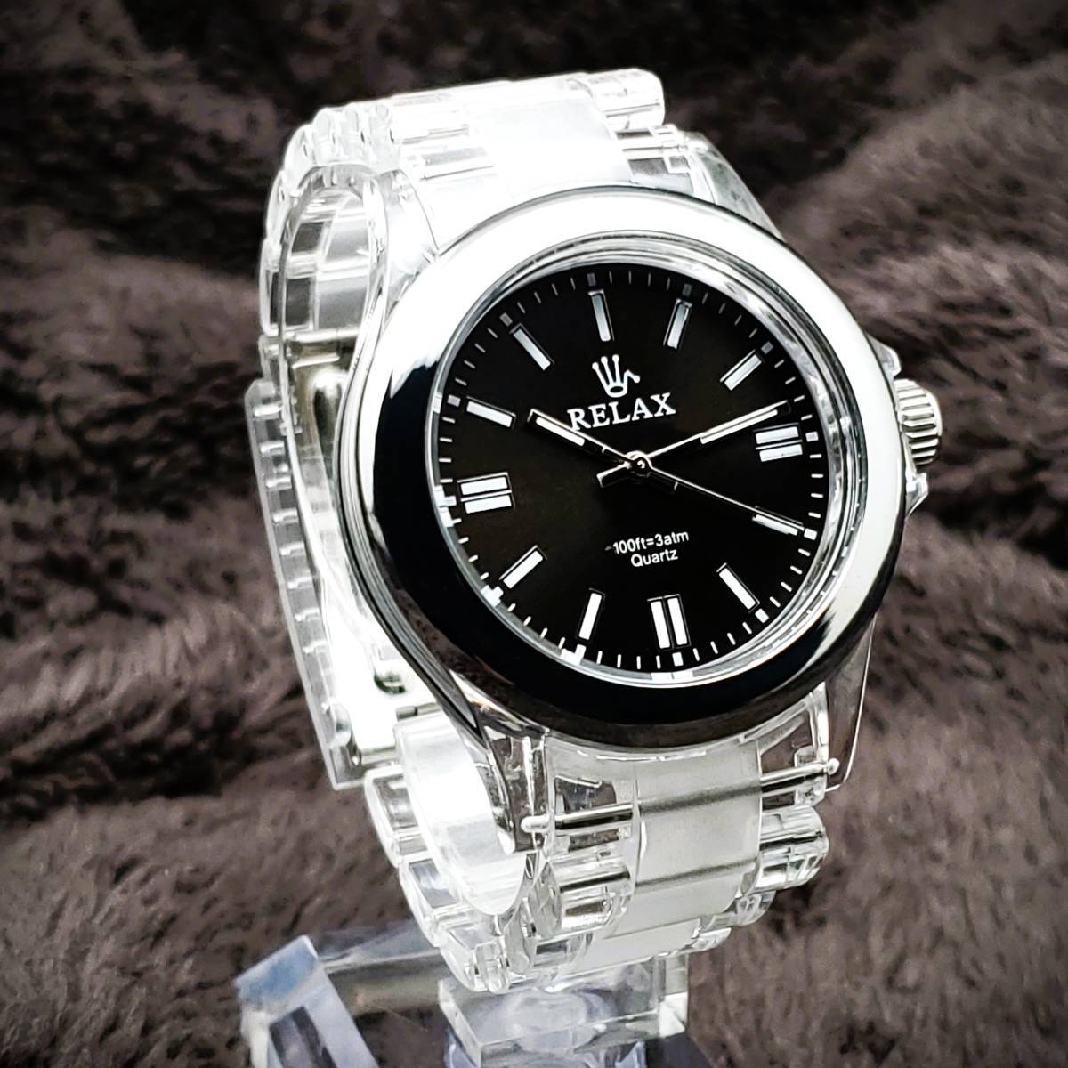 【激安3999円】RELAX リラックス 王冠ロゴ OP29 腕時計 オールスターパーペチュアル 遊び心があり魅力的モデル ブラック文字盤_画像3