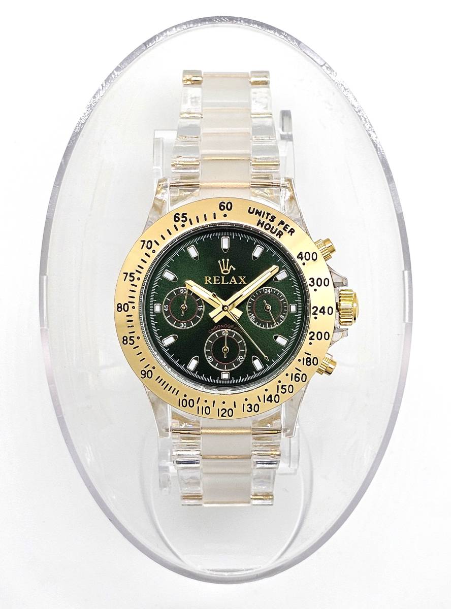【玉子~返る!】リラックス 王冠ロゴ D28 腕時計 クロノ 鮮やかなグリーンカラーが大変魅力的なモデル グリーンダイヤル文字盤 世田谷ベースの画像2