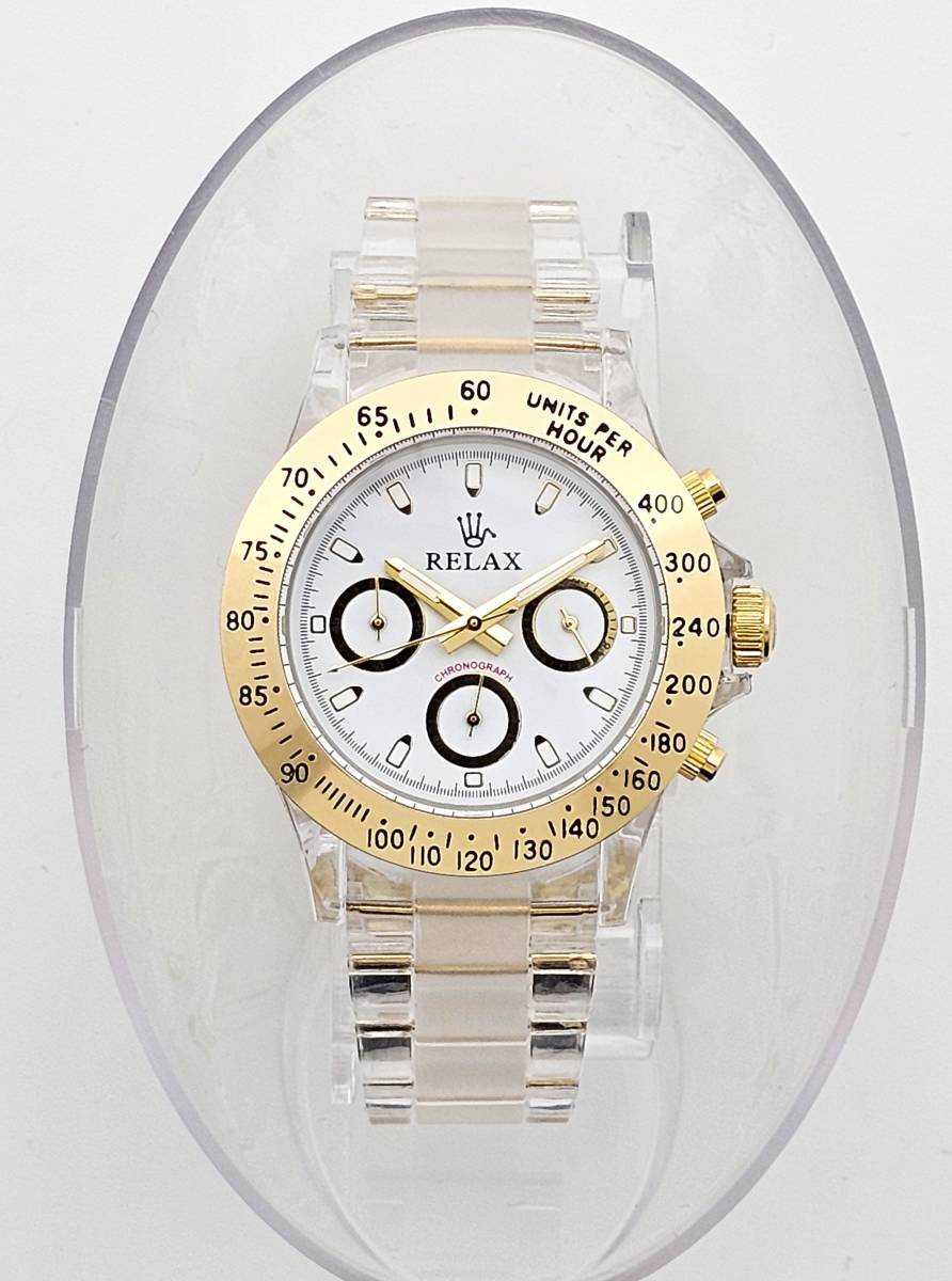 【激安1円】RELAX リラックス 王冠ロゴ D26 腕時計 クロノ イエローゴールド 上品で大人っぽさを感じて頂ける御時計 白文字盤 世田谷ベースの画像2