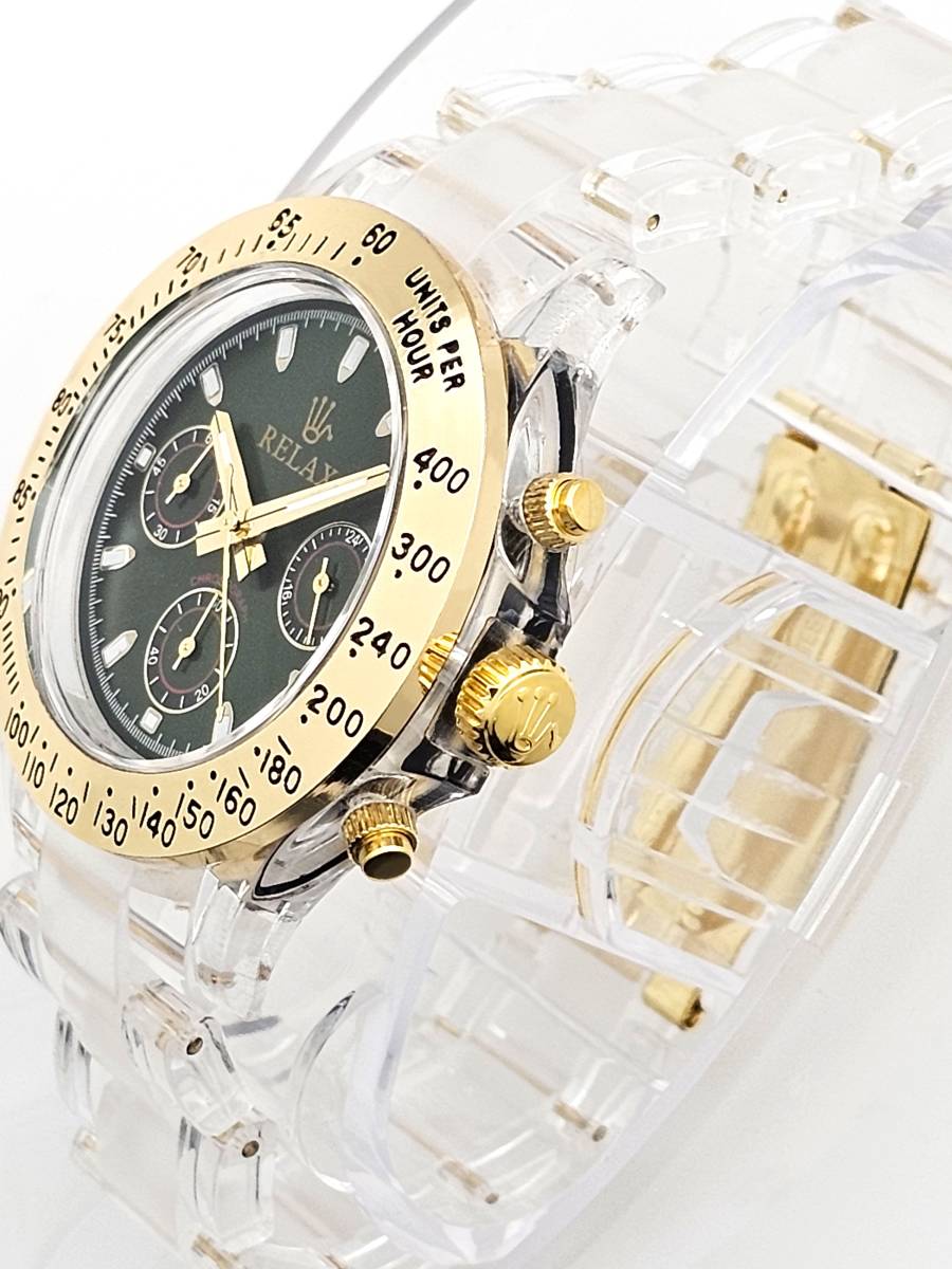 【玉子~返る!】リラックス 王冠ロゴ D28 腕時計 クロノ 鮮やかなグリーンカラーが大変魅力的なモデル グリーンダイヤル文字盤 世田谷ベースの画像4