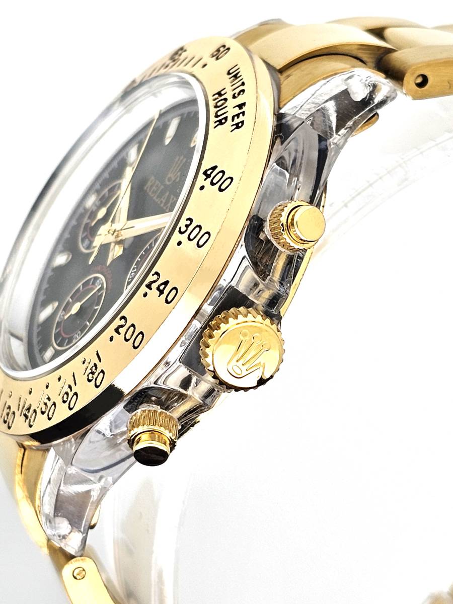 【1円】リラックス 王冠ロゴ D28-FGS カスタム腕時計 クロノ 鮮やかなグリーンカラーが大変魅力的なモデル グリーンダイヤル文字盤の画像5