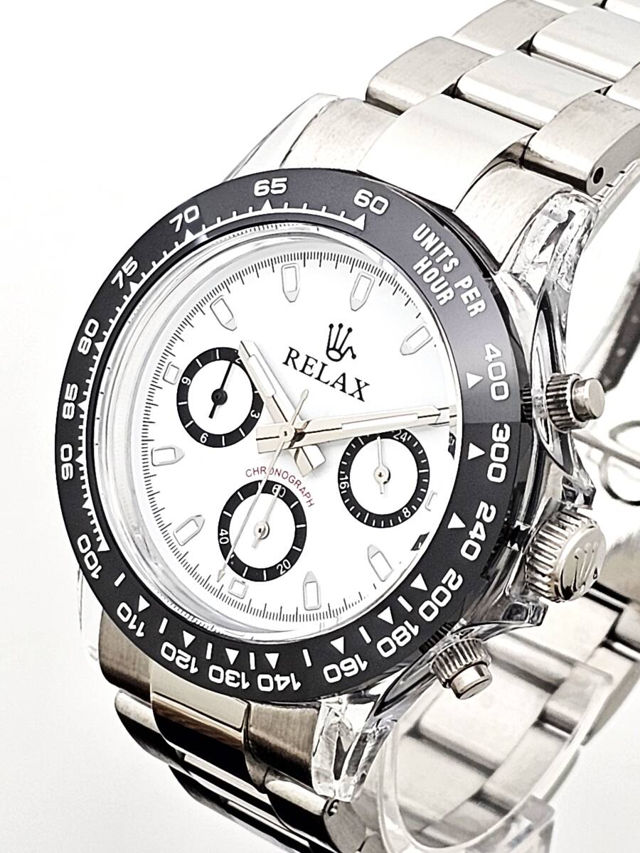 【1円】RELAX リラックス 王冠ロゴ D7-S カスタム腕時計 クロノ 爆発的な人気のあるモデルの一つ御時計 白文字盤 所ジョージ_画像4