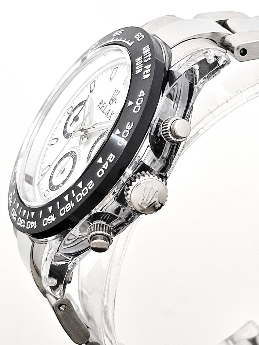 【1円】RELAX リラックス 王冠ロゴ D7-S カスタム腕時計 クロノ 爆発的な人気のあるモデルの一つ御時計 白文字盤 所ジョージ