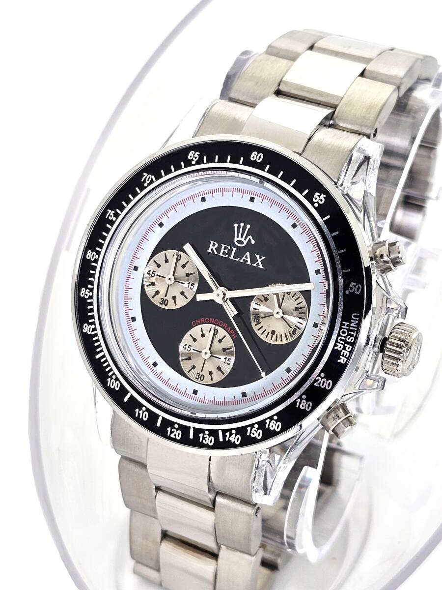 【1円】RELAX リラックス 王冠ロゴ D5-S ヴィンテージカスタム腕時計 世界で最も人気のポール・ニューマン腕時計 黒文字盤 世田谷