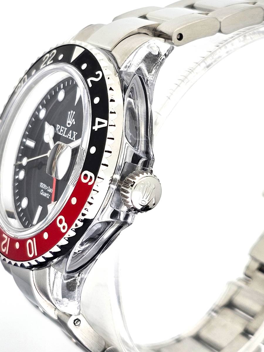 [ быстрое решение сильно сниженная цена ] relax .. Logo GMT12-S custom наручные часы GMT чёрный / красный 24H вращение оправа Setagaya основа Tokoro George новый товар 
