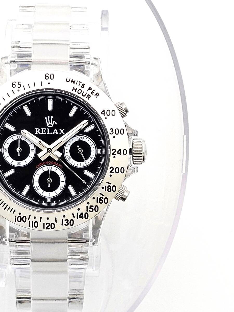 【1円】RELAX リラックス 王冠ロゴ D2 腕時計 クロノ 希少性・人気が高く今後においても素晴らしいお時計 黒文字盤 世田谷ベースの画像6