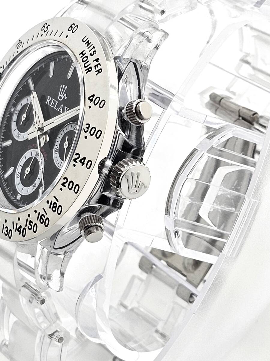 【1円】RELAX リラックス 王冠ロゴ D2 腕時計 クロノ 希少性・人気が高く今後においても素晴らしいお時計 黒文字盤 世田谷ベースの画像2