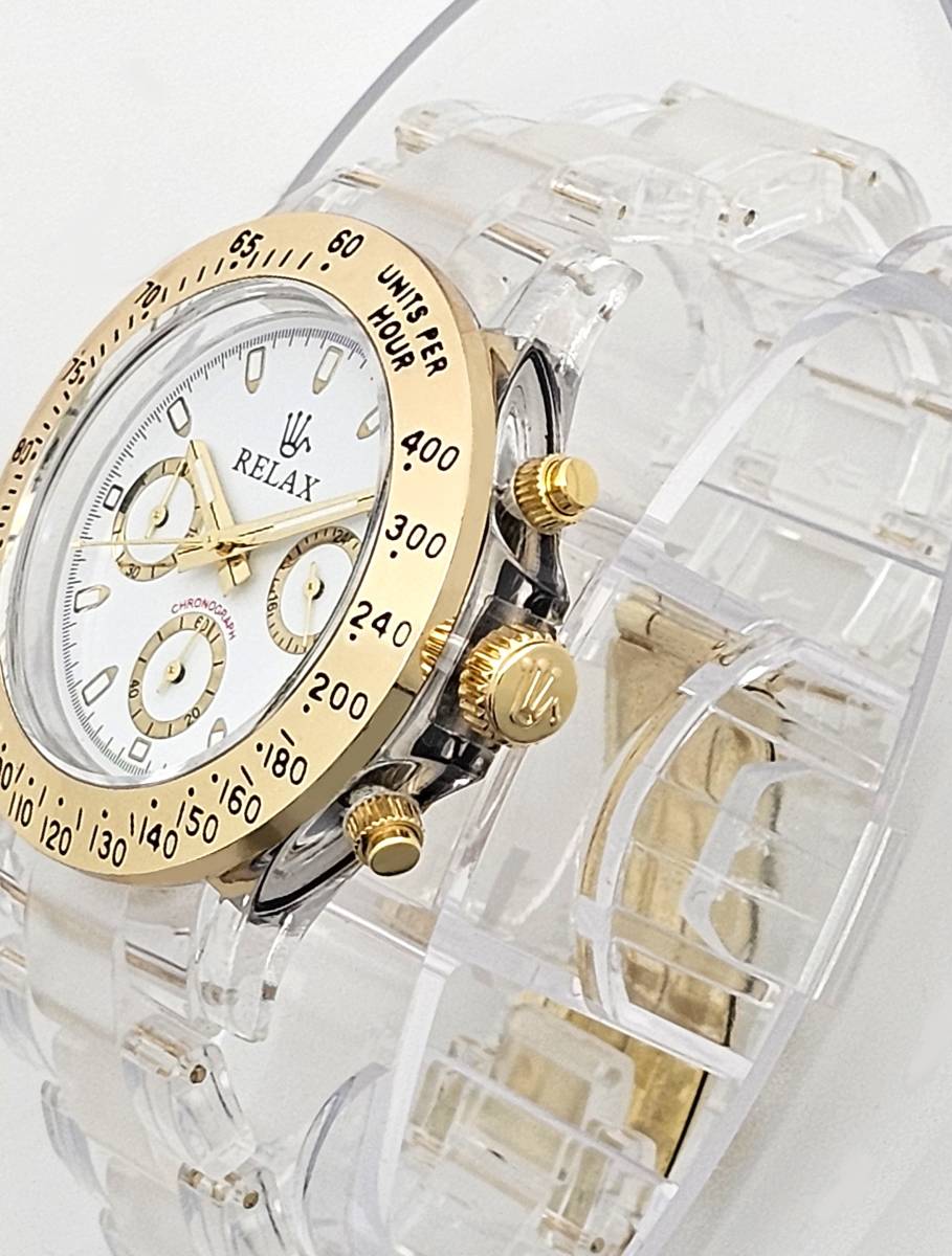 【激安1円】RELAX リラックス 王冠ロゴ D26 腕時計 クロノ イエローゴールド 上品で大人っぽさを感じて頂ける御時計 白文字盤 世田谷ベースの画像5
