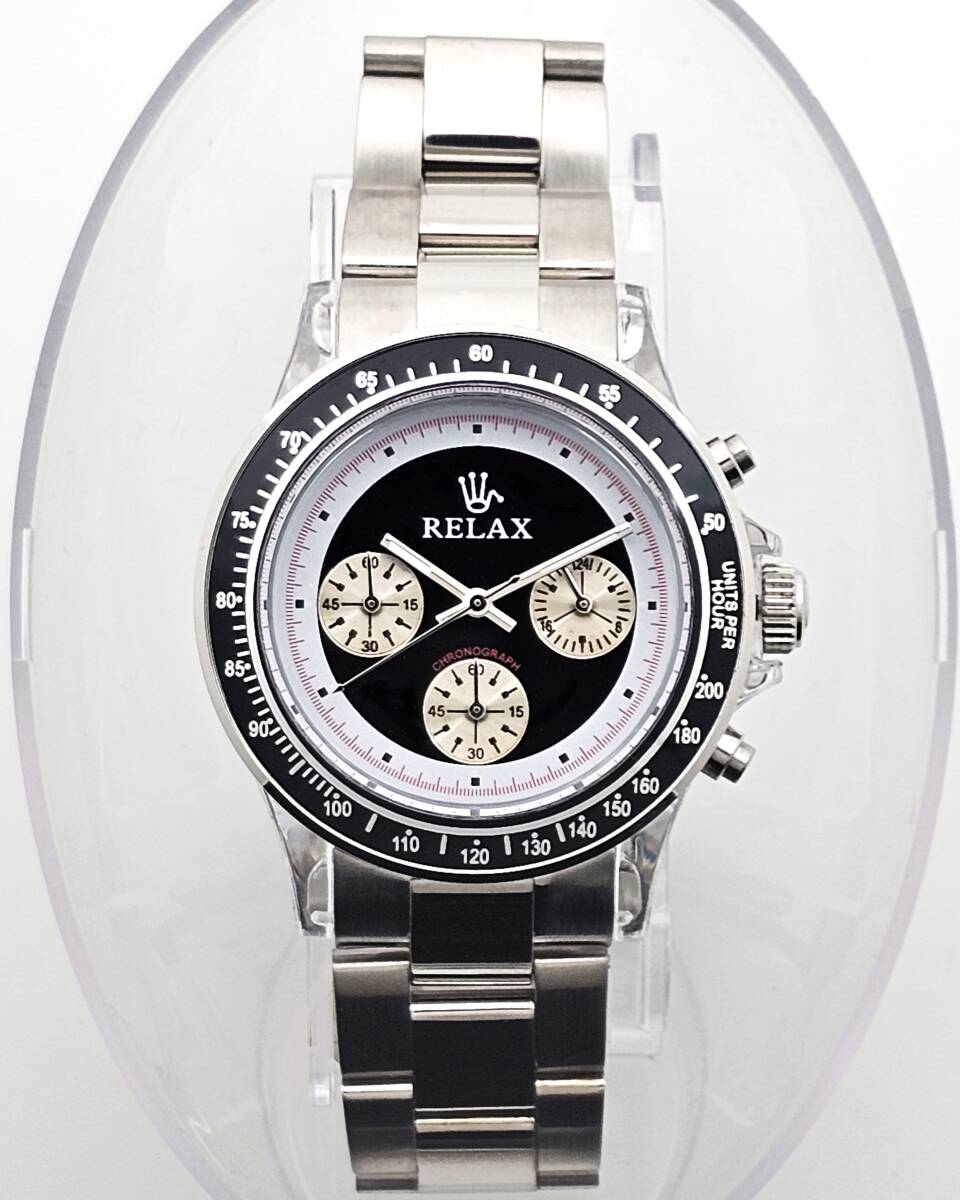 【1円】RELAX リラックス 王冠ロゴ D5-S ヴィンテージカスタム腕時計 世界で最も人気のポール・ニューマン腕時計 黒文字盤 世田谷