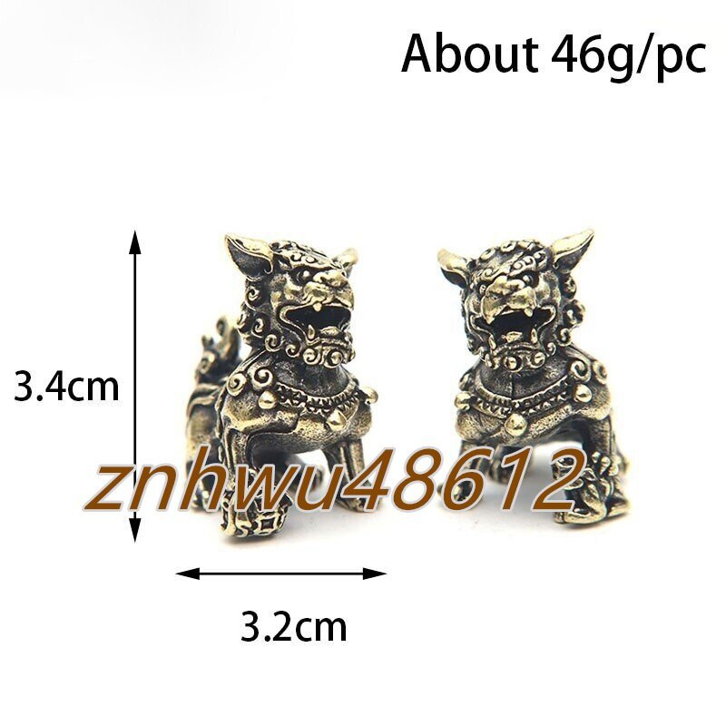 [エスペランザストア]2個 獅子 狛犬 守護 置物 置き物 銅製 銅_画像7