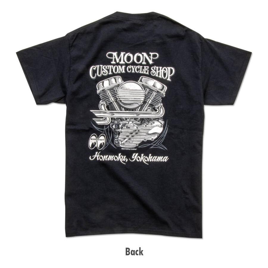 ★ムーンアイズ MOON Custom Cycle Shop パンヘッド Tシャツ - XL 黒 MOONEYES 正規品 デュオグライド FLH1200 鍋 ナックルヘッド_画像4