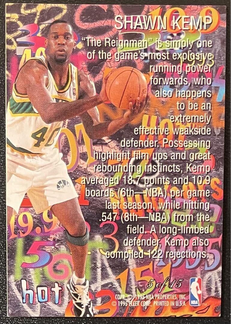 【 SP Insert 】Shawn Kemp 1995-96 Flair Hot Numbers Rare Insert Supersonics Fleer Skybox NBA_画像2