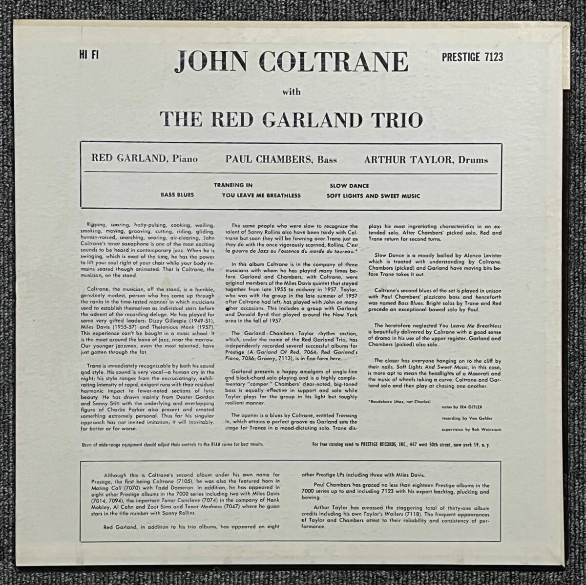 【オリジナル/極美品】『 John Coltrane With The Red Garland Trio 』 ジョン・コルトレーン レッド・ガーランドの画像2