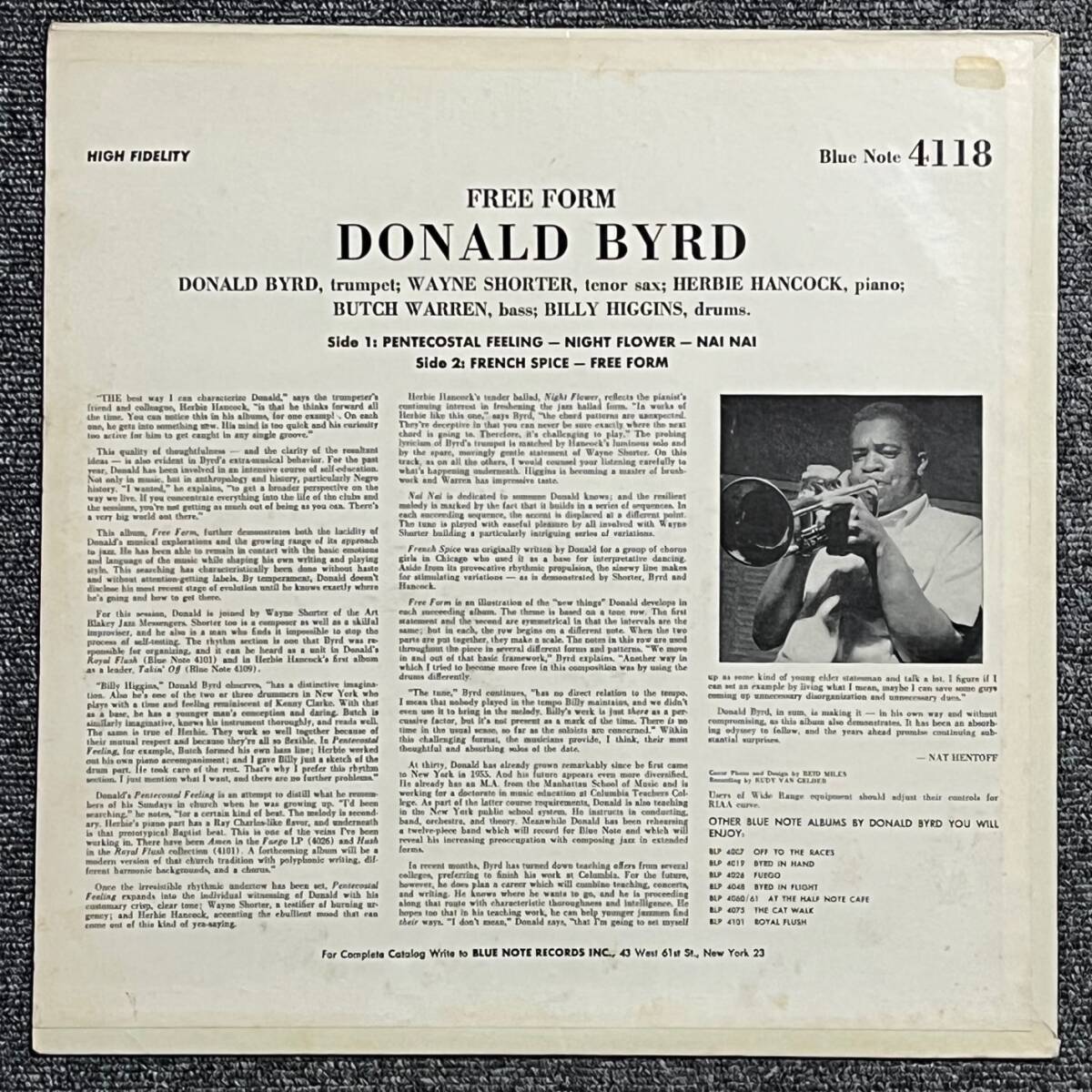 【オリジナル/美品】『 Free Form 』Donald Byrd Wayne Shorter Herbie Hancock ドナルド・バード ウェイン・ショーター_画像2