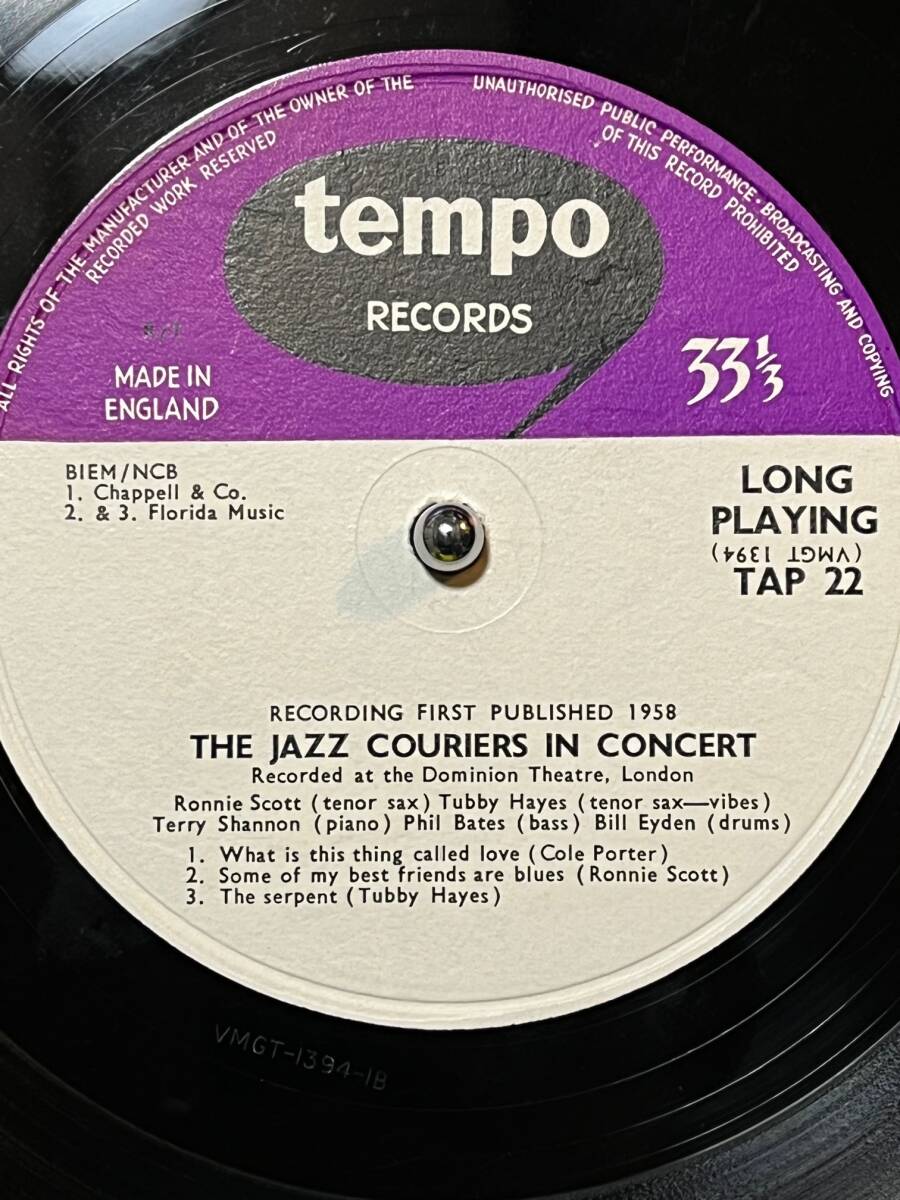 【オリジナル/極美品】『 In Concert 』 The Jazz Couriers With Ronnie Scott And Tubby Hayes タビー・ヘイズ ロニー・スコットの画像7