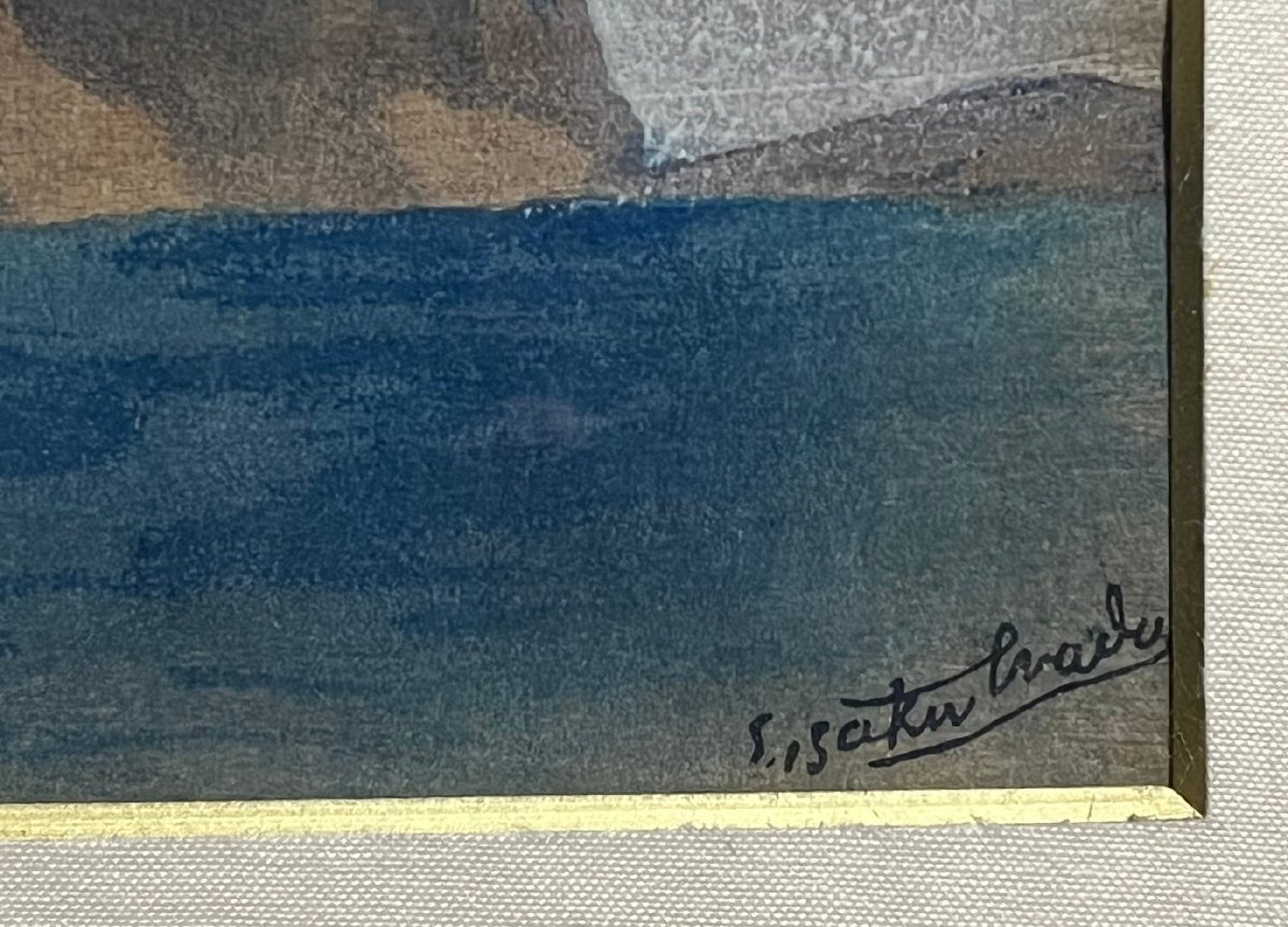 和田英作「ジブラルタル」木版 額装 真作保証【1906年（明治39年）明星 掲載 木版口絵 大変貴重な古い木版画です】_画像3