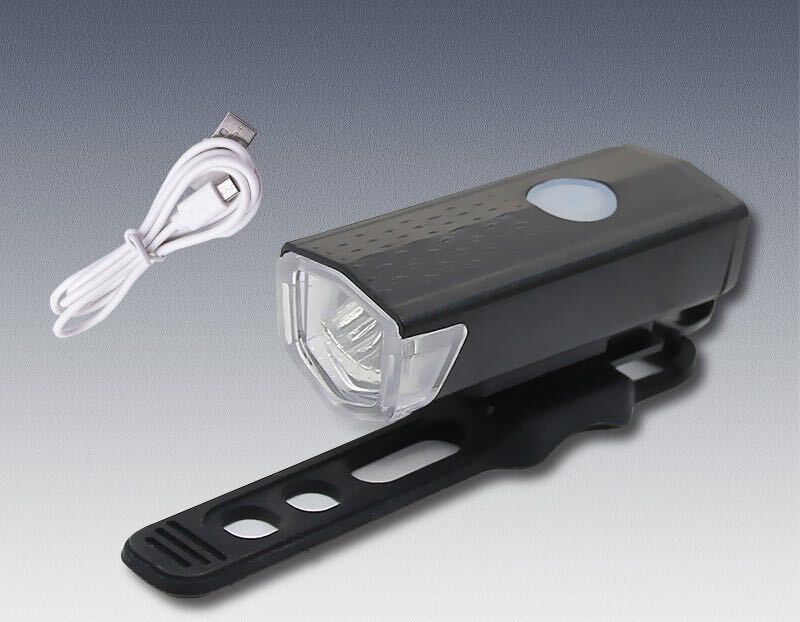 ブラック 自転車ライト 黒 USB充電式 LEDの画像1