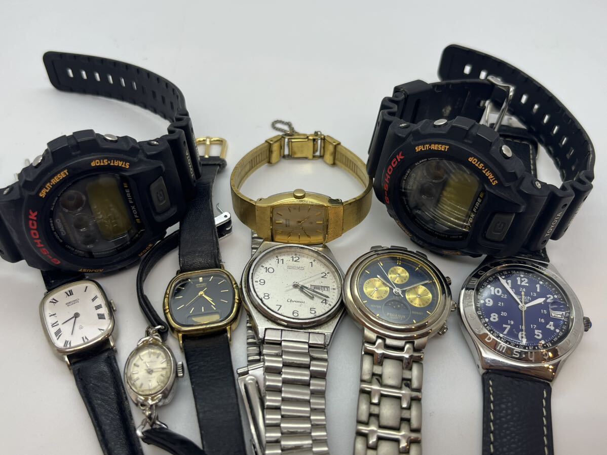 1円 1スタ 腕時計 9本 まとめ カシオ CASIO セイコー SEIKO G-SHOCK SWATCH 等 不動 メンズ レディース クォーツ 現状渡し_画像2