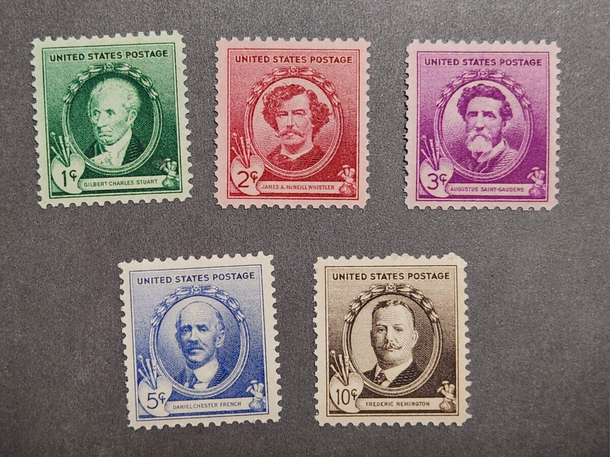 アメリカ 1940年 著名人 画家 5種完 NH ￠1切手のみ背面少難ありの画像1