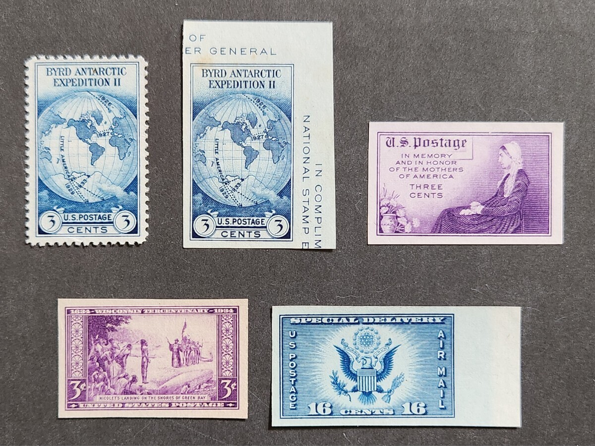 アメリカ 1935年 記念切手「特別印刷」計5枚 NHの画像1