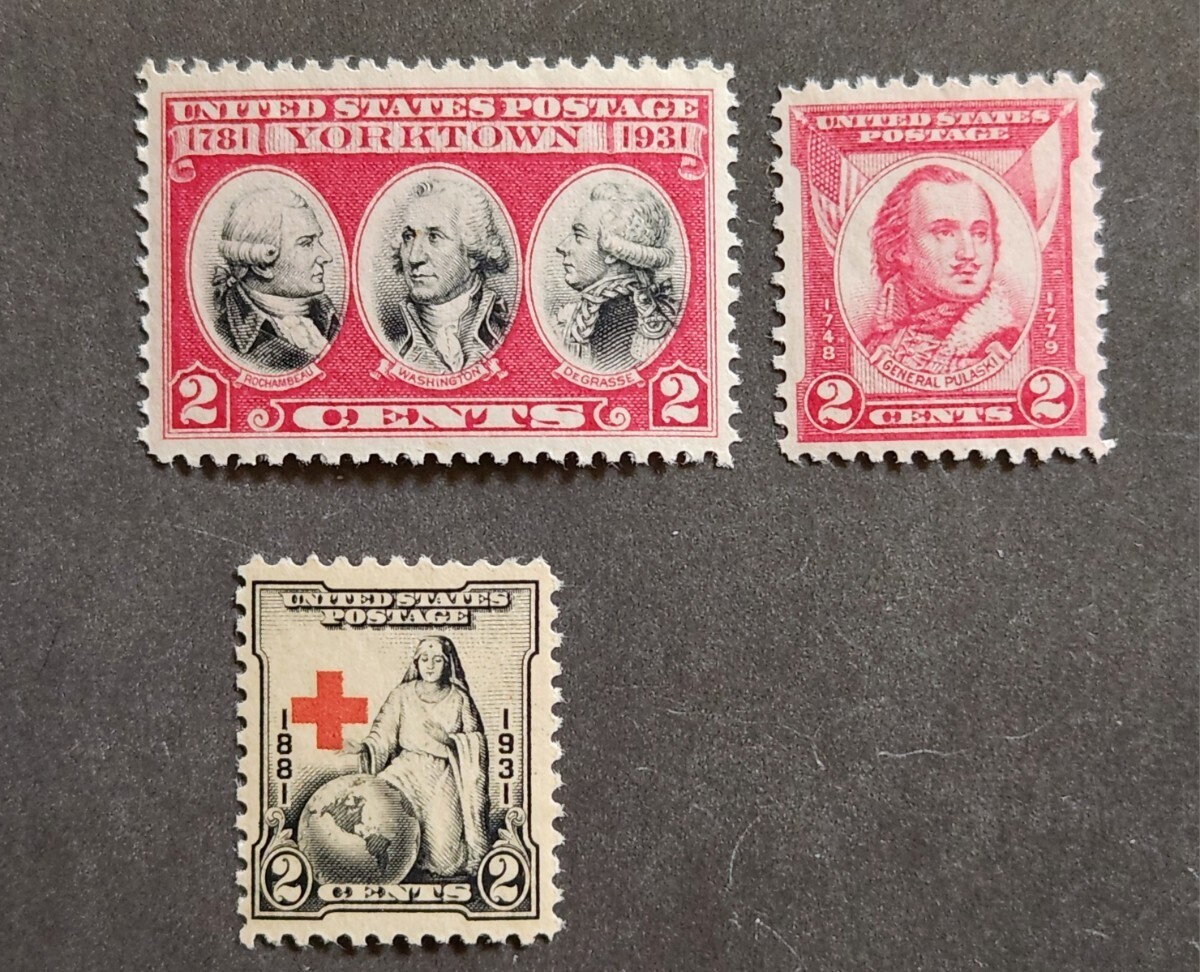 アメリカ 1931年 記念切手 計3枚 NHの画像1