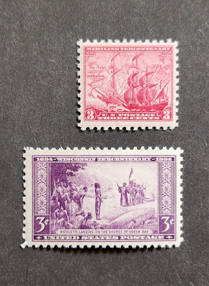アメリカ 1934年 記念切手 計2枚 NH の画像1