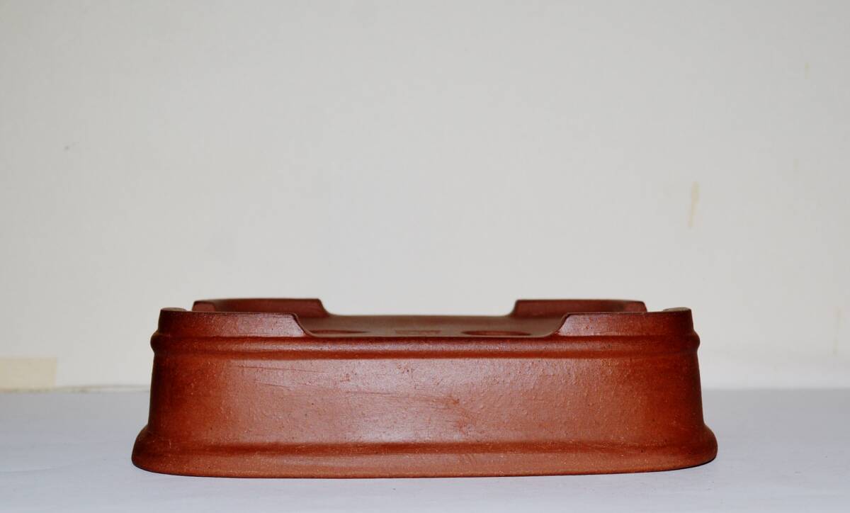 注文製作品・中国古盆器写し「銭号」 朱泥 下帯外縁長方形の鉢 の画像5