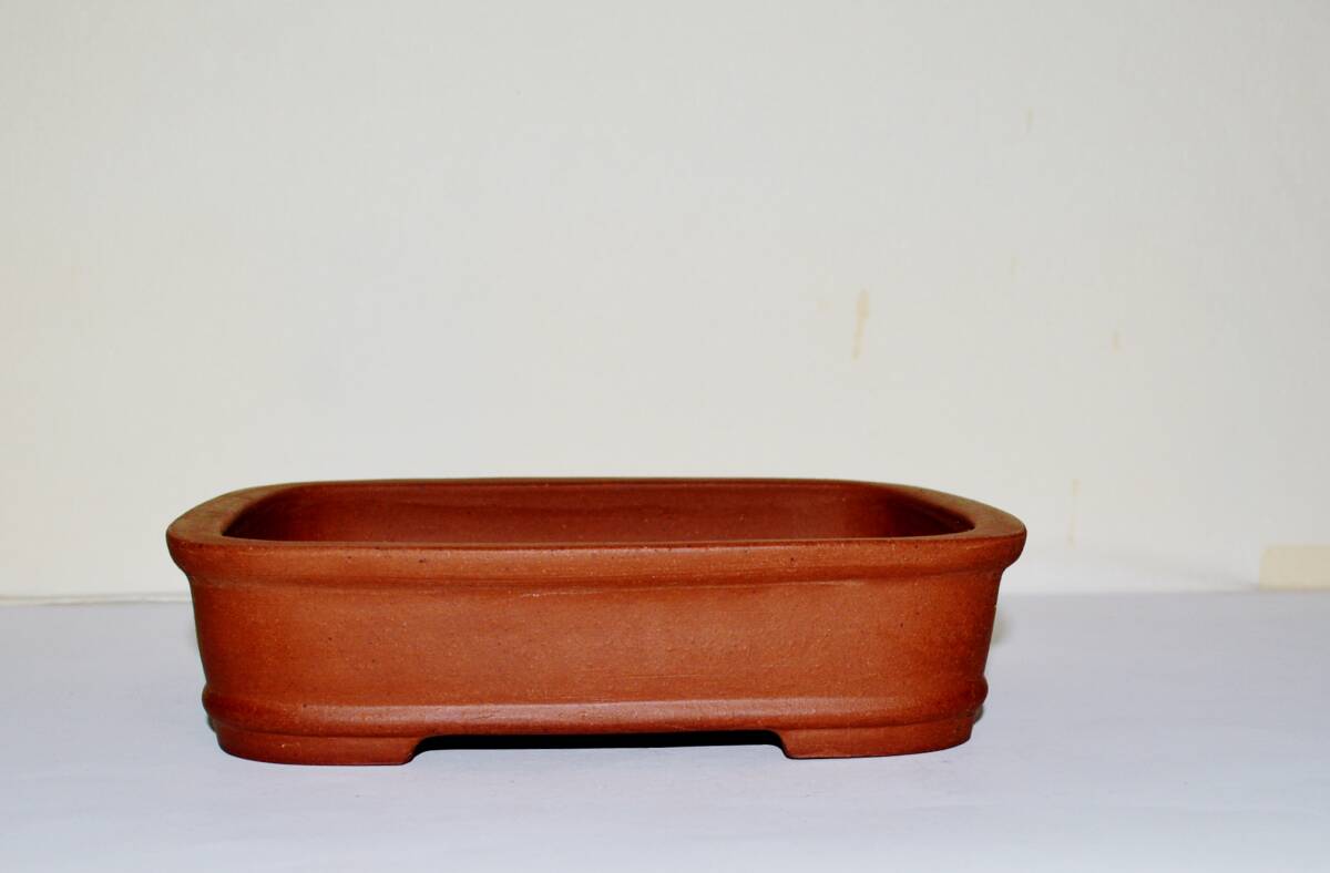 注文製作品・中国古盆器写し「銭号」 朱泥 下帯外縁長方形の鉢 の画像2