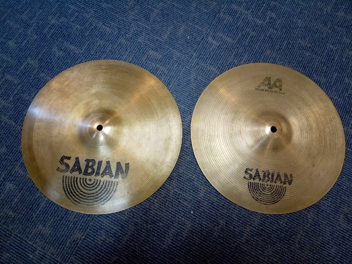 ３．SABIAN Rock Hats 14インチ トップ＆ボトム2枚セット 割れなし中古品の画像1